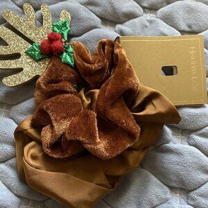 Womens/Girls Holiday Lane Reindeer Ears & Plain Matching Scrunchie Sets
